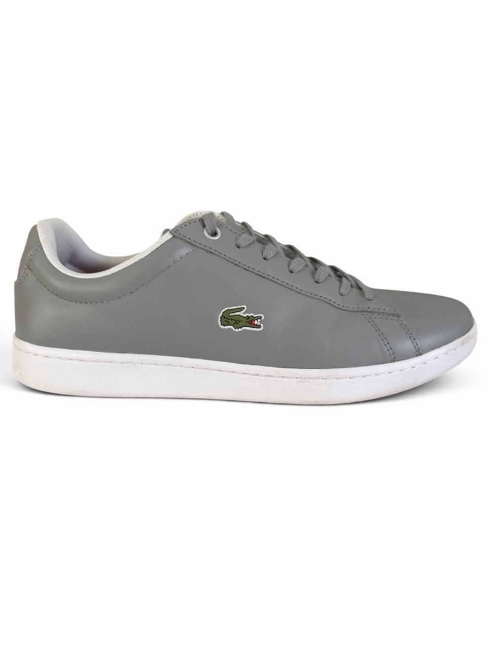 LACOSTE Grey Leather Hydez 21 Sneakers Minimalist Casual Tennis Shoes size 10